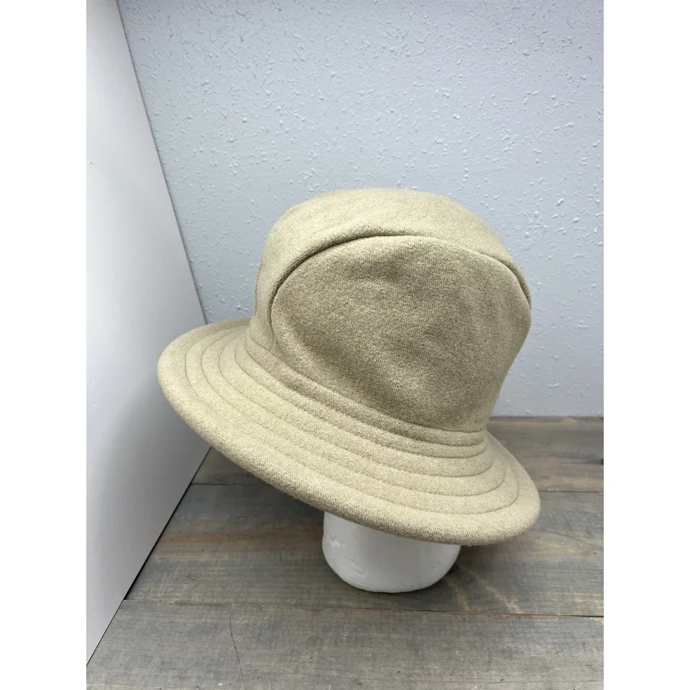 PARKHURST 100% wool Brimmed Hat Made‎ Canada Packable Tan hoop